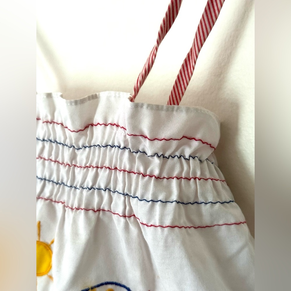 Vintage 80’s Sesame Street Baby Girl’s White Dress with Embroidered Big Bird - Picture 4 of 7